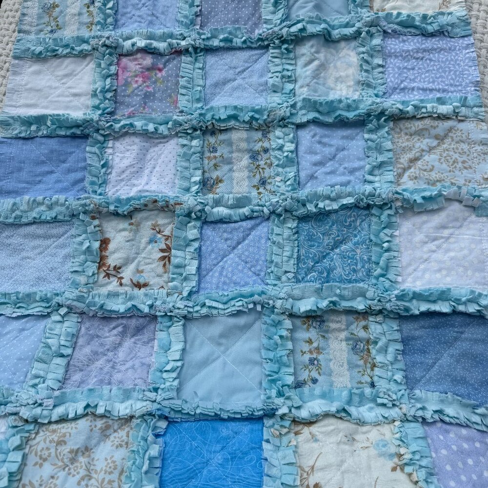 Baby girl rag quilt / shabby & sweet car seat blanket
